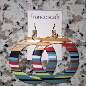 Francesca's Collections Striped Colorful Hoop Earrings